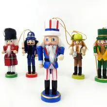6 stücke Nussknacker De Madeira Boneca Soldado Estatuetas Em Miniatura Artesanato Boneco de Natal de Ano Novo Enfeites de Decoração(China)