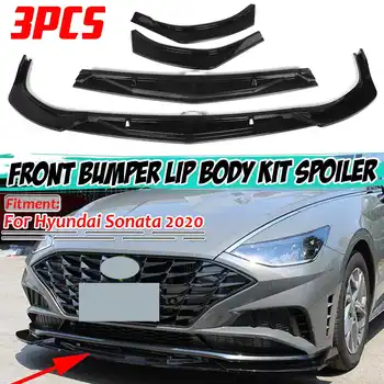 

Carbon Fiber Look/Black Car Front Bumper Lip Splitter Body Kit Deflector Lips Diffuser Guard Cover For Hyundai ForSonata 2020