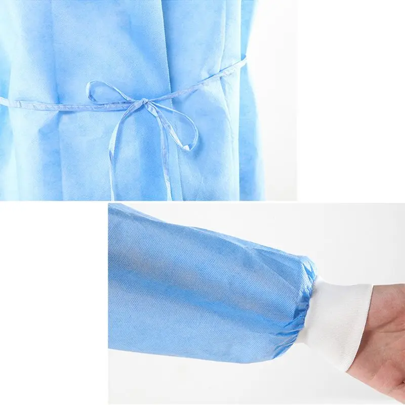 10Pcs Isolation Gown with Elastic Cuff Disposable Non-Woven Splash Resistant one size fits all