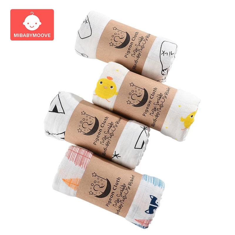 

120X120cm Muslin 100% Cotton Baby Swaddles Soft Newborn Blankets Bath Gauze Towel Infant Wrap sleepsack Stroller Cover Bedding