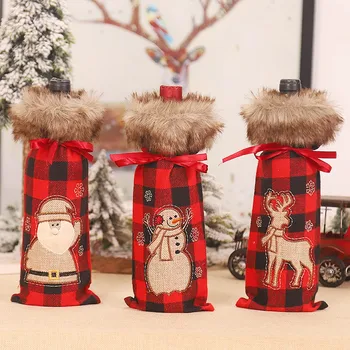 

Christmas Wine Bottle Cover Clothes Xmas Santa Snowman Wine Bottle Decor Party Accessories Family Christmas Decoration Ornament