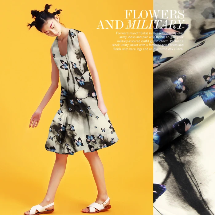 Принт шелковая органза атласная ткань 135 см ширина 14momme