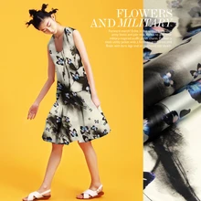 Принт шелковая органза атласная ткань 135 см ширина 14momme