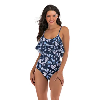 

2020 Sexy One Piece Swimsuit Women Monokini Vintage Swimwear Bodysuit Print Halter Swim Suit Backless Bathing Suit Beach Wear