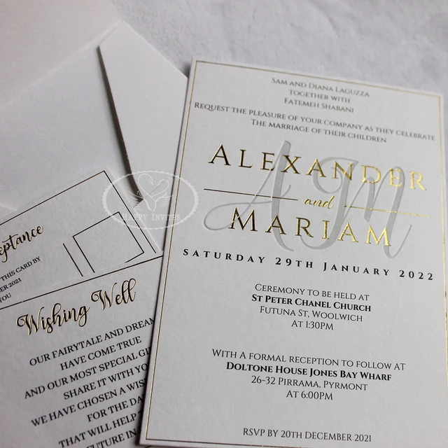 Simple Black Ink with Nice Font Design and Vellum Paper Cover Invitation .  20pcs to 100pcs