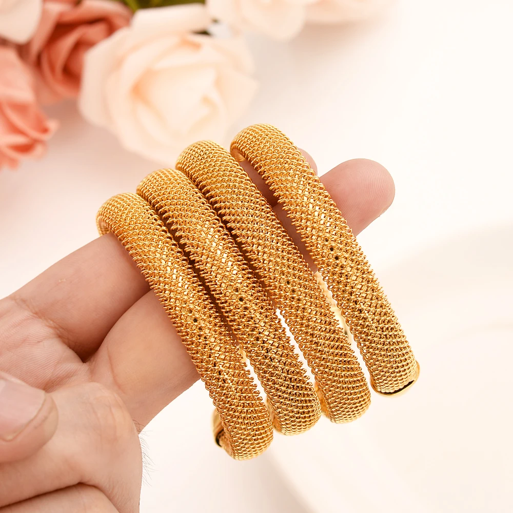 

4 pcs Mesh Bangle for Women Gold Color Bracelets Jewelry Bendable Trendy Accessory men bracelet bangle charms jewelry