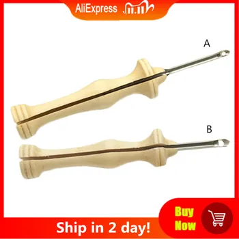 

Knitting Embroidery Punch Threader Needle Pen Side Slit Sewing Accessories DIY Wooden Handle Weaving Tool Craft
