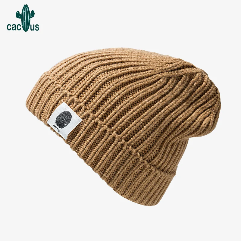 

Beanies for Women Solid Woolen Winter Women's Knit Cap Fingerprint Patch Warm Hat Soft Casual Cap Bonnet Outdoor Skullies Hat