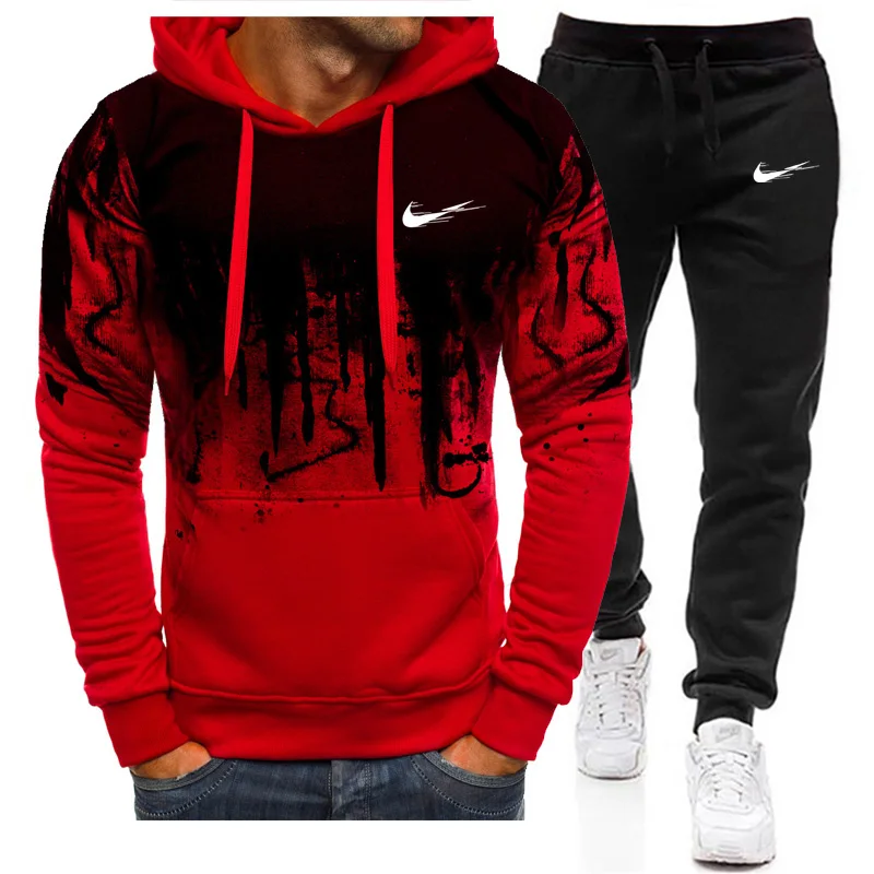 Pullover Hoodies Suit Men's 2pcs Sets Running Tracksuit Winter Brand Casual Hoodies+Jogger Trouser Sportswear Suit Mens Clothing Pullover Hoodies Suit Men's 2pcs Sets Running Tracksuit Winter Brand Casual Hoodies+Jogger Trouser Sportswear Suit Mens Clothing