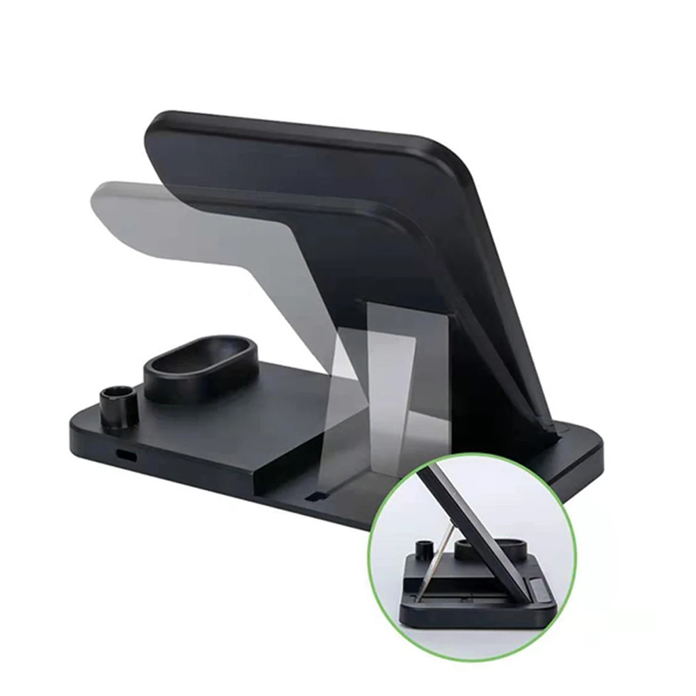 4 in 1 QI Wireless Fast Charger Folding Charging Dock Stand for iPhone X 8 Smart Phone for Apple Pen / Watch 1/2/3/4 for Airpods