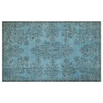 

Handmade Blue Vintage Overdyed Turkish Area Rug 188x298 Cm-6'2''X9'9''