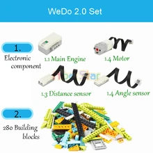 280 pçs/lote técnica wedo 3.0 robótica construção conjunto blocos de construção compatível com legoin wedo 2.0 educacional brinquedos diy 45300