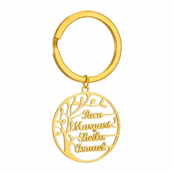 

Custom Name Tree of Life Personalized Keychain Stainless Steel Wisdom Tree DIY Family Name Keychain Birthday/Anniversary Gift
