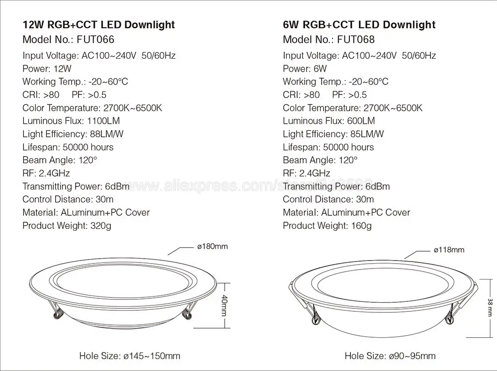 Luzes embutidas de LED