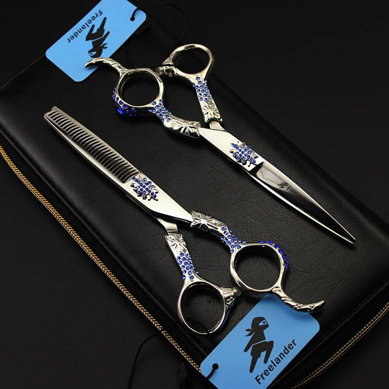 

Professional 440C Stainless Steel Straight Thinning Hair Cut Scissor Personality Blue Diamond Handle Pet Grooming Shear Clipper