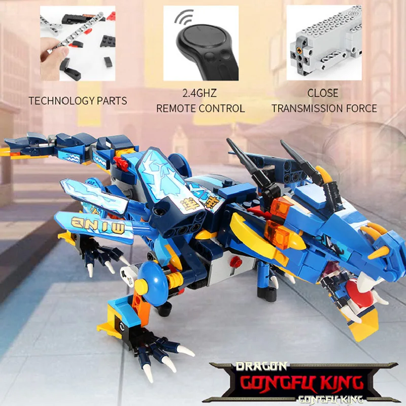 

410Pcs 2.4GHz Children RC Toys Anime Mech Dragon DIY Assembly Building Blocks Electric Toys Kids Gifts Compatible Legoed Technic