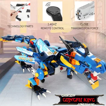 

410Pcs 2.4GHz Children RC Toys Anime Mech Dragon DIY Assembly Building Blocks Electric Toys Kids Gifts Compatible Technic