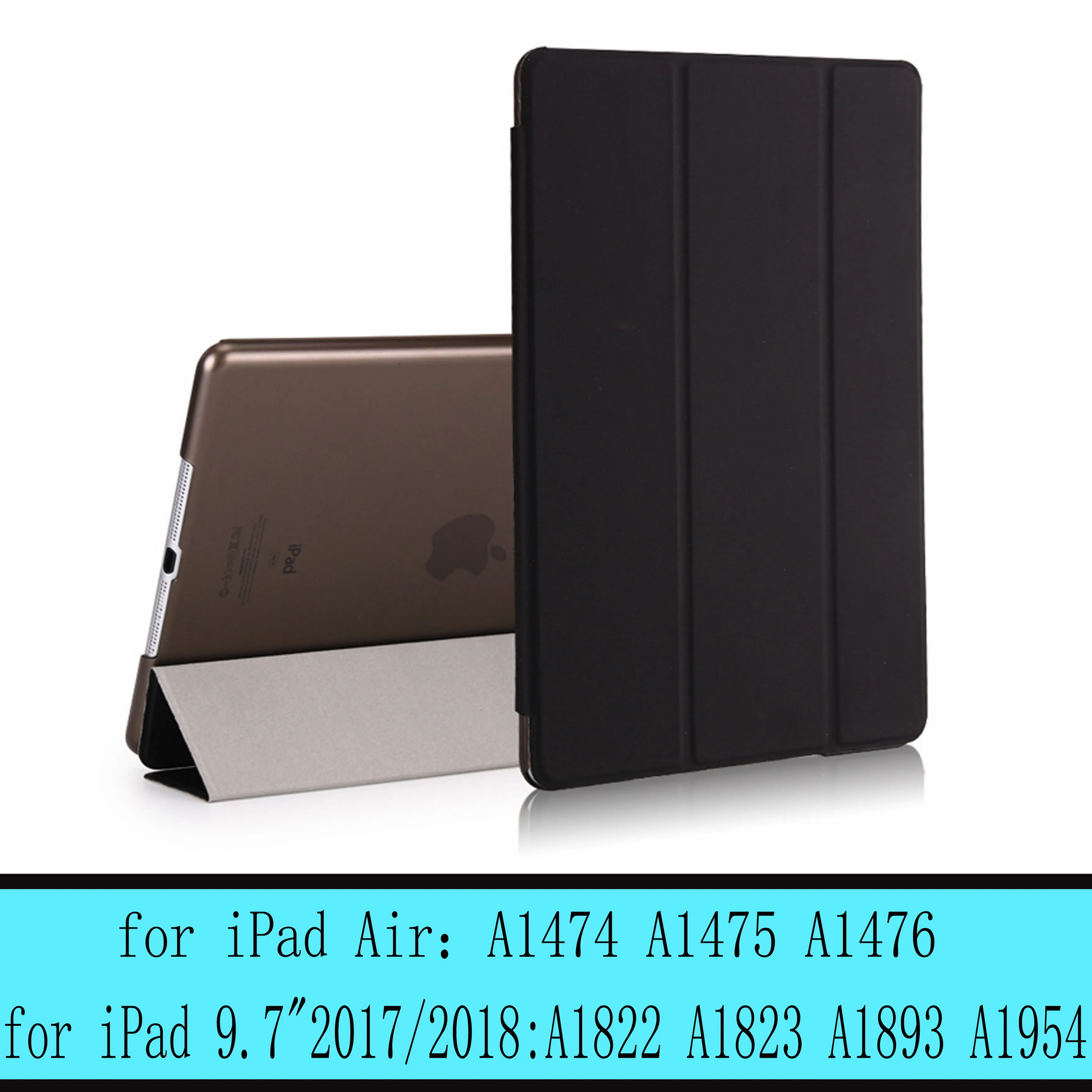 Чехол для iPad 9,7 6th воздуха, версия 1, 2, 3, ремешок Pro 10,5 мини на возраст 1, 2, 3, 4, 5, прозрачный просвечивающийся Чехол Smart sleep wake up из искусственной кожи чехол - Цвет: black-L-New9.7 Air