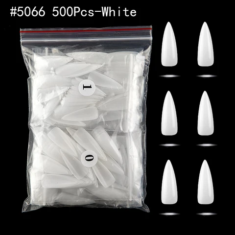 False Nails Stiletto Claw Tips Half Cover Sharp Nails Manicure Acrylic UV Gel Natural Color Long  Fake Nails #0~9size