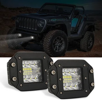 

2PCS/Set LED Flush Mount Work Light Bar for Driving Car Tractor Truck Fog Lights Auto Accessories 48W Lamps