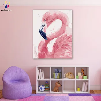 

DIY colorings pictures by numbers with colors Pink girl heart flamingo nordic wind picture drawing painting by numbers framed