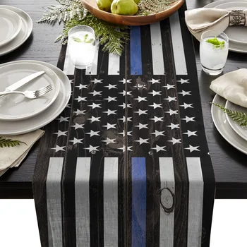 

Wooden American Flags Table Runner Table Flag Home Party Decorative Tablecloth Table Runners for Wedding