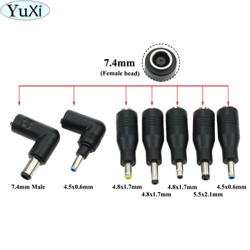 

YuXi DC 7.4 x 5.0mm female to 4.8 x 1.7mm 4.5*0.6 / 5.5*2.1mm male jack for HP for DELL laptop power adapter plug