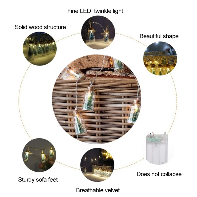 Форма светящаяся гирлянда Рождественская елка украшения Рождественские принадлежности для вечеринки светодиодный свет струны Дрифт бутылка