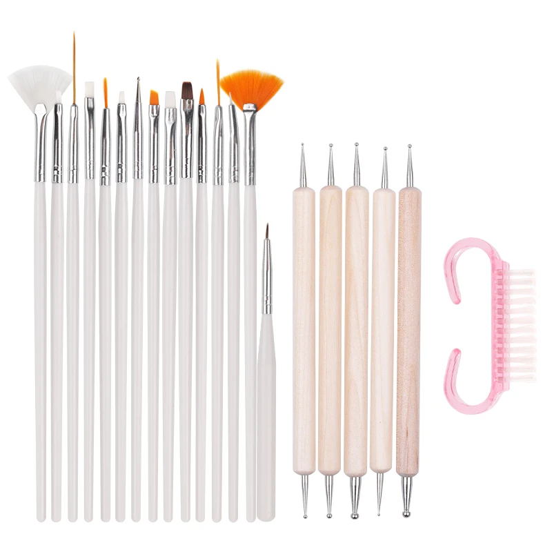 Nail Art Brush Acrylic Nail Polish Brush Kit UV Gel Nail Polish Paint Brushes Drawing Nail Pen Manicure Clean Brush Tools