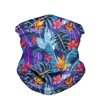 

WHEREISART Tropical Hawaiian Flower Pattern Adults Magic Heabands Multi Use Dustproof Face Scarves Women's Seamless Bandanas