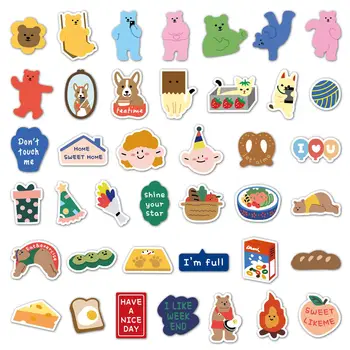 

40 Pcs Cute Bear Moveable Sticker Seamless Computer Sticker Material Decorative Cup Tent Sticker