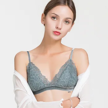 

Silk Bralette Thin Sexy French Triangle Cup Bra Summer New Lace Bra