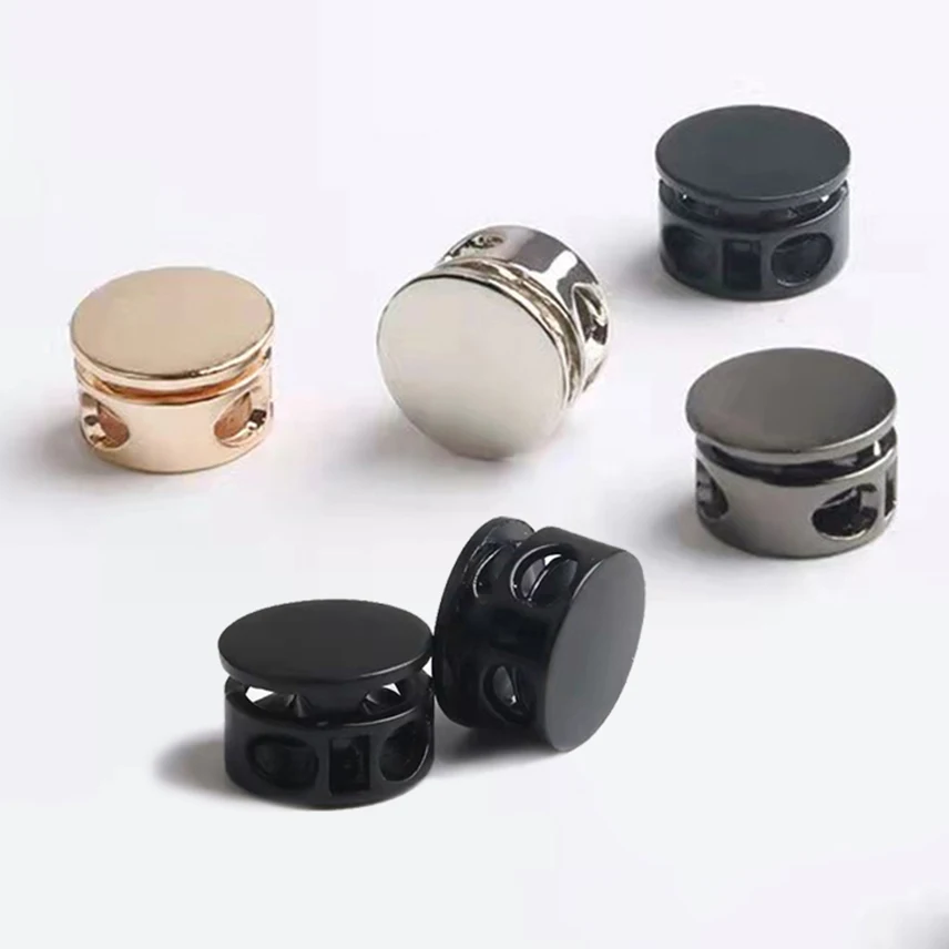 Description Picture 3 of item10pcs/pack Metal  Cord Lock Stopper Spring Buckles Fastener Buttons For Bags/Garments Cord End Rope Stoppers Accesspries