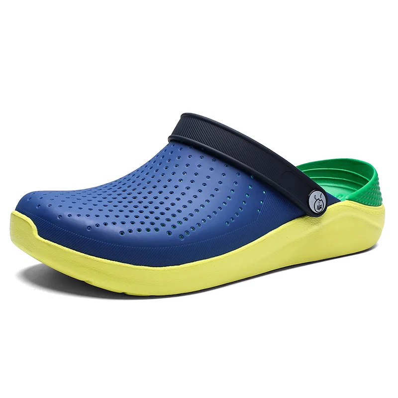Crocse Crocks/мужские сандалии для бассейна; летняя Уличная обувь для пляжа; мужские садовые Сабо без застежек; Повседневная водонепроницаемая обувь для душа; Crock - Цвет: Denim Blue