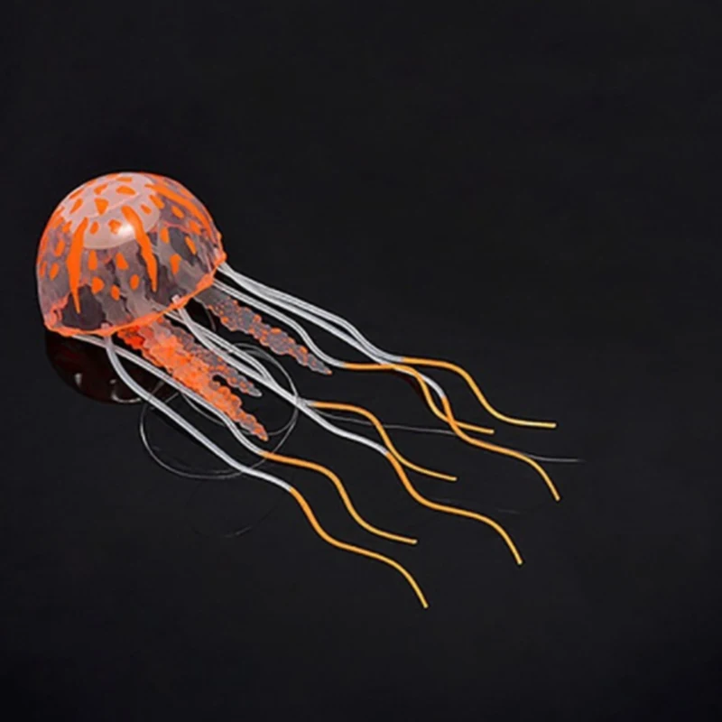 Новинка, светящийся эффект, искусственный силикон, яркие медузы, аквариумные украшения, мини подводная лодка, Подводные украшения - Цвет: Orange