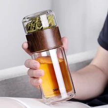 Glass Water Bottle Double Wall Glass Bottle Tea Water Separation Glass Mugs Creative Drinking Cup