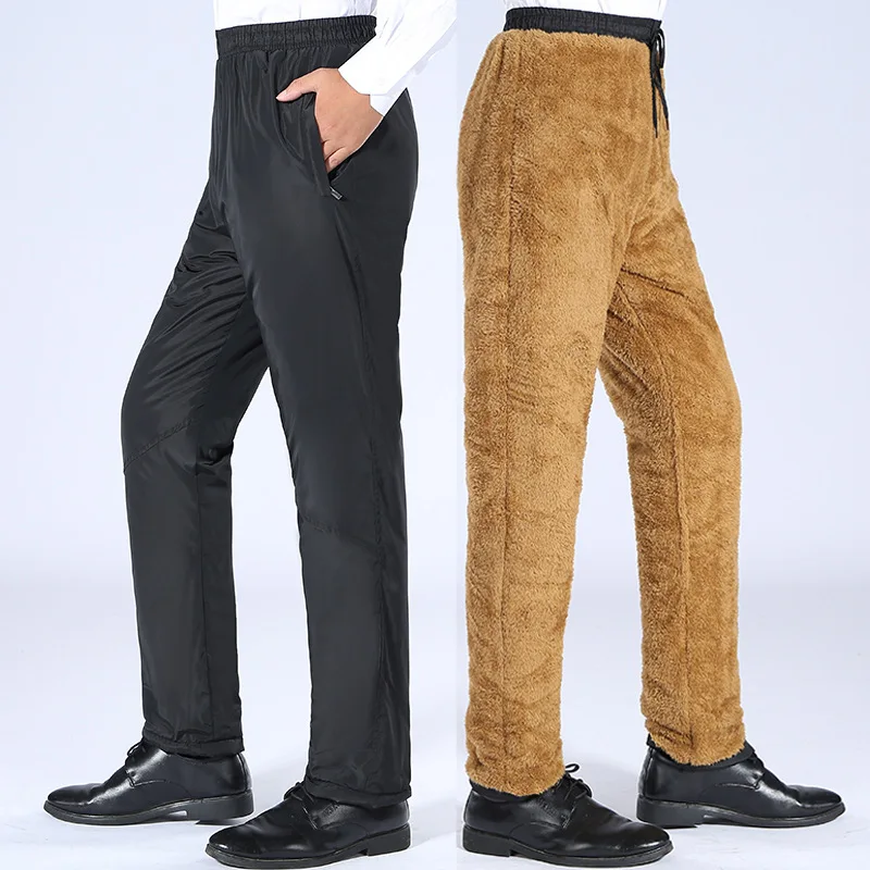 

Cotton-padded Trousers Men's Outer Wear Winter Old Man plus Velvet Casual Sports Pants Middle-aged Loose Straight Dad Knitted Th