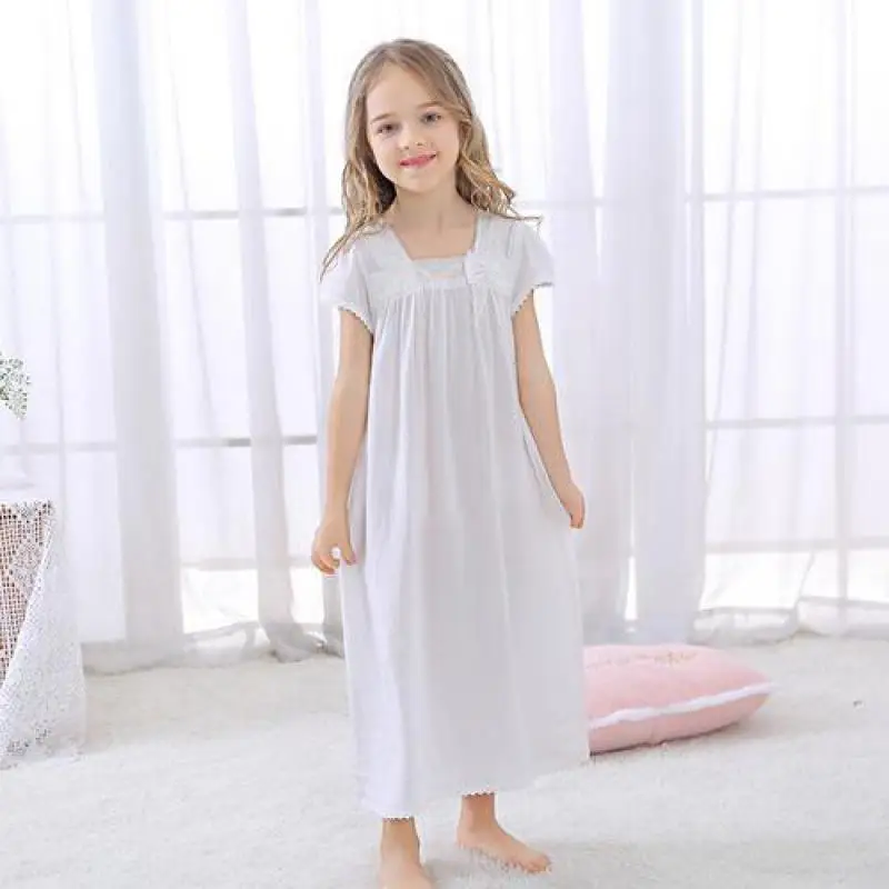 Summer Baby Girls Nightgowns Princess Style Breathable Short Sleeve