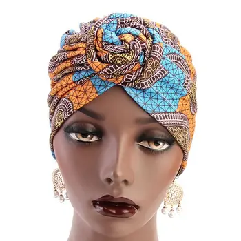 

Womens Cotton Turban Hat Spiral Twist Knotted Front Muslim Hair Loss Chemo Cap Colored Geometric Paisley Floral India Head Wrap