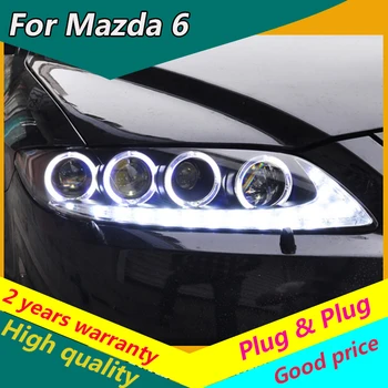 

KOWELL Car Styling for Mazda 6 Headlights 2004-2013 Mazda6 LED Headlight Angel Eye DRL Bi Xenon Lens High Low Beam Parking