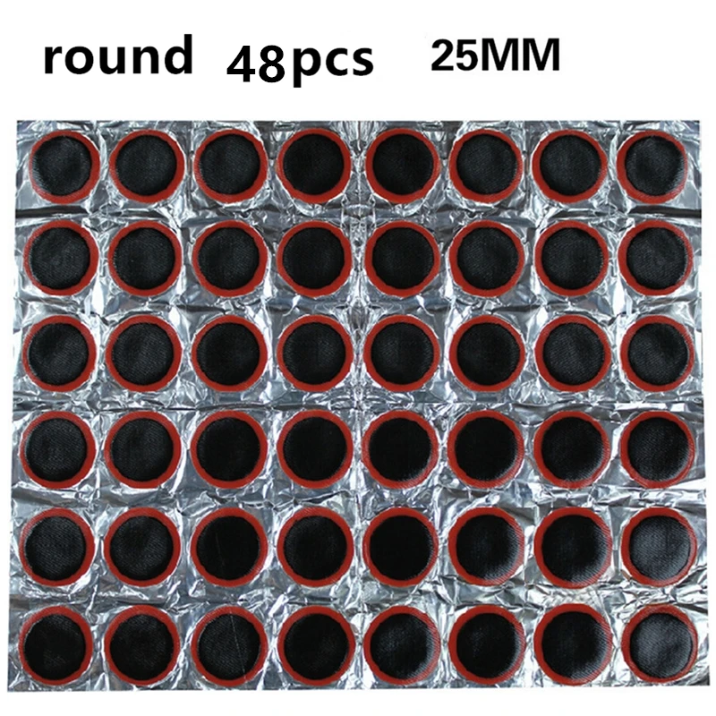 48 шт. велосипедный дорожный горный фиксированный велосипедный Ремонтный комплект для ремонта велосипеда Плоский Резиновый патч для шин трубка для ремонта шин Комплект для холодного крепления - Цвет: Round