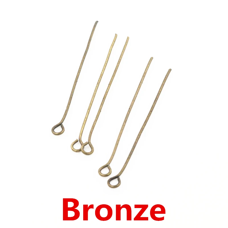 200pcs/bag 16 20 25 30 35 40 45 50mm Eye Head Pins Classic 7 colors Plated Eye Pins For Jewelry Findings Making DIY Supplies 2