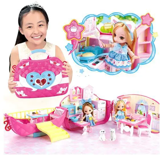Toys Magic Package Children Doll Set da li he GIRL'S Gift Doll Villa Castle House Toy
