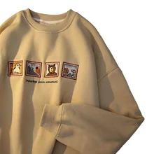 Homens inverno mais veludo grosso em torno do pescoço moletom harajuku plus size estudantes tendência masculino e feminino estudantes casais coringa