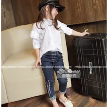 Сезон осень-зима; детская одежда в Корейском стиле; обтягивающие брюки; однотонные узкие брюки; модные джинсы для девочек