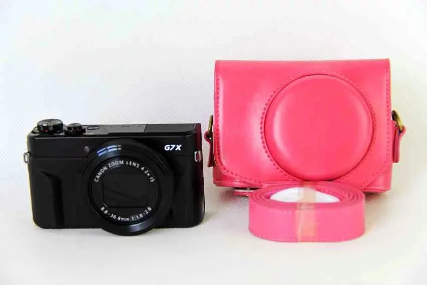 G7X 2 G7X3 Hot Pink Чехол для камеры из искусственной кожи для Canon Powershot G9 X G9X2 G7X2 G7XII G7X3 gsxxiii G5X чехол для камеры с ремешком - Цвет: G7X 2 G7X3 Hot Pink