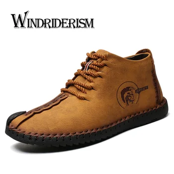 

Men Casual Leather Shoes Fashion Comfortable Ankle Boots Men Lace-up Winter Warm Shoes Male Sneaker Hiking Boots Big Size 48