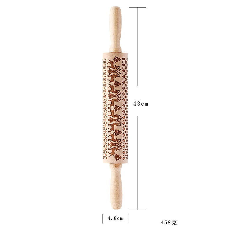 Тисненые Деревянные Скалки с цветочным узором, деревянные лазерные гравированные для домашнего или рождественского печенья - Цвет: Elk Pattern