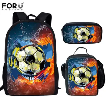 

FORUDESIGNS 3D Sport Basketball/Football Design Kids Schoolbags Set Teenagers Shoulder Satchel Casual Book Bags for Student