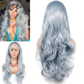 

Zesen Glueless Wave Long Black Wig Heat Resistant Synthetic13*4 Lace Front Wig Free Part Wigs For Black Women